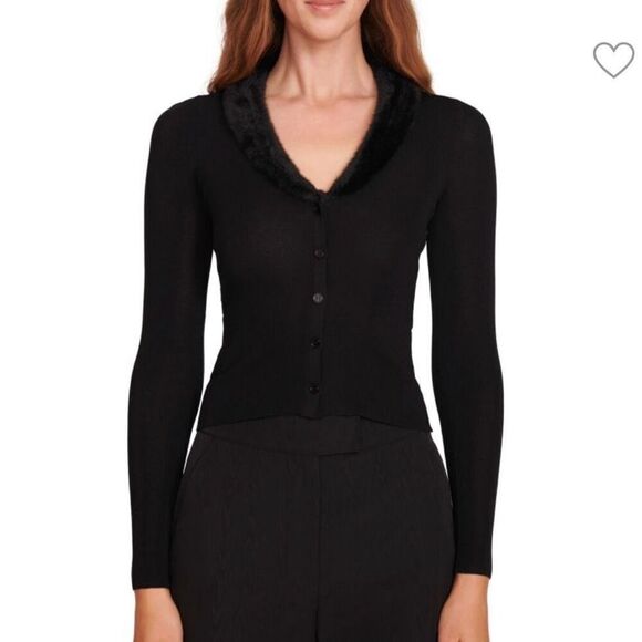 Staud Celina Faux Fur Collar Cardigan S - Picture 1 of 7